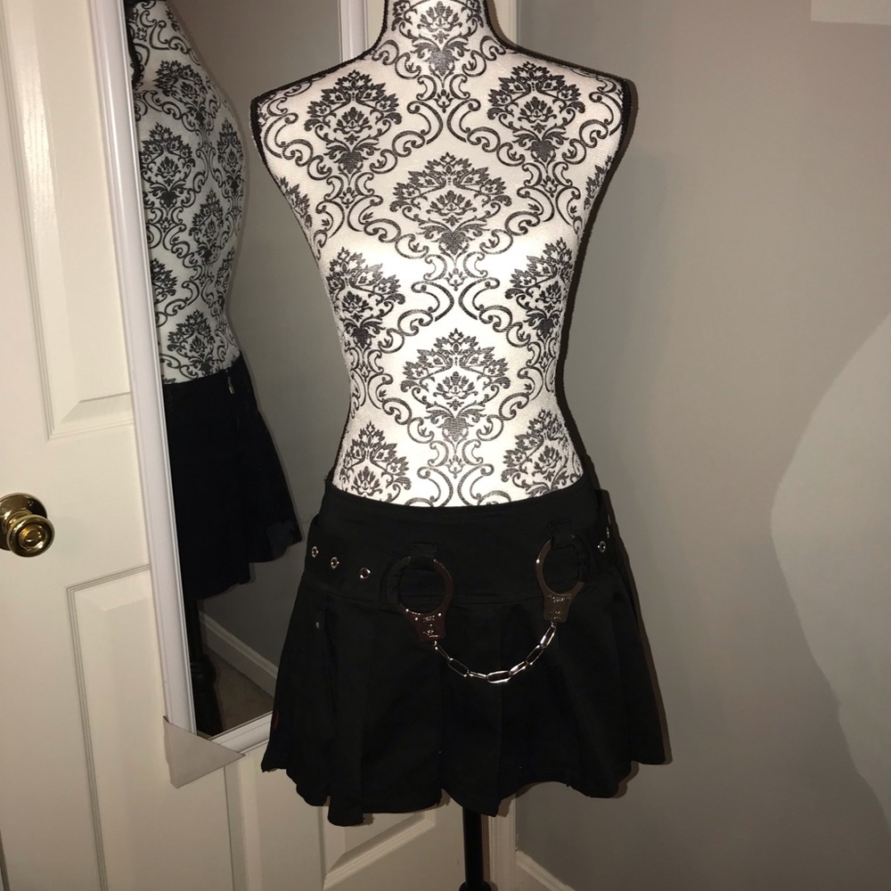 Tripp NYC Pleated Mini skirt with Punk Handcuffs